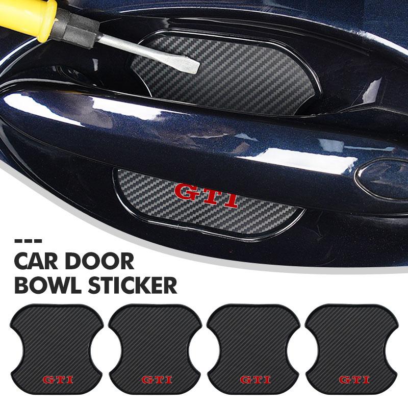 4PCS Car Door Handle Carbon Fiber Bowl Scratch Protector For Volkswagen VW Beetle CC B5 B6 B7 EOS GTI MK2 MK4 MK5 MK6 Phaeton zf6