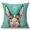 Oil Painting Farm Animals Cow Cattle Donkey Sofa Throw Pillow Case Green Cotton Linen Home Decor Cushion Cover Concealed Zipper