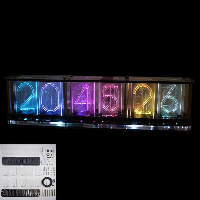 Имитация полноцветного RGB светящегося трубчатого clock LED музыкального спектра DIY наборы Декорация Подарок Ночник Освещение атмосферы