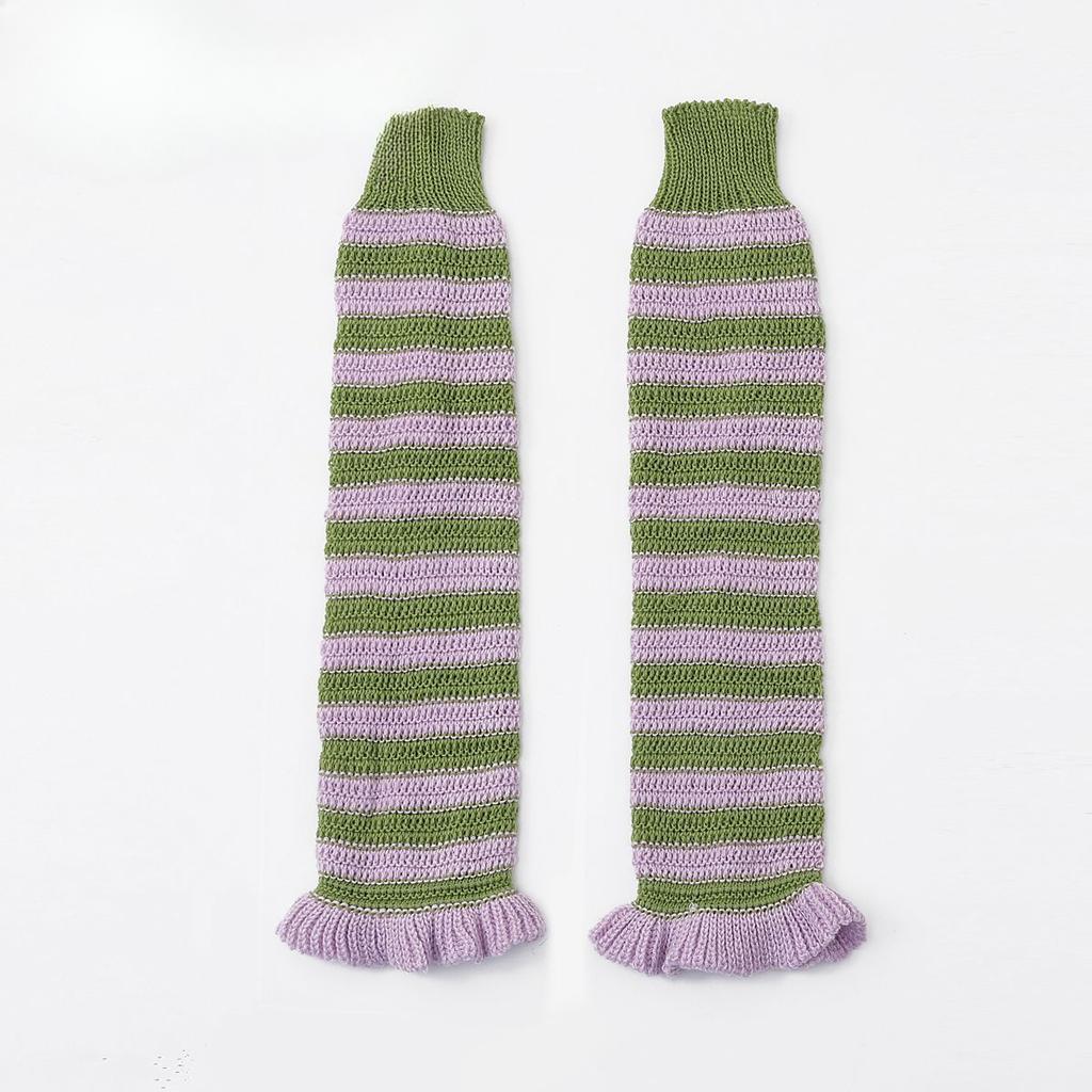 Стиль горячей девушки Y2K Весна Осень Женские полосатые носки-гольфы Гетры для кожаной обуви Вязаные носки до икры из толстой пряжи