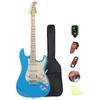 Bullfighter Electric Stratocaster Type D120 Set Includes and Strap Guitar, (Blue), Beginner's Strings, Case, Picks,