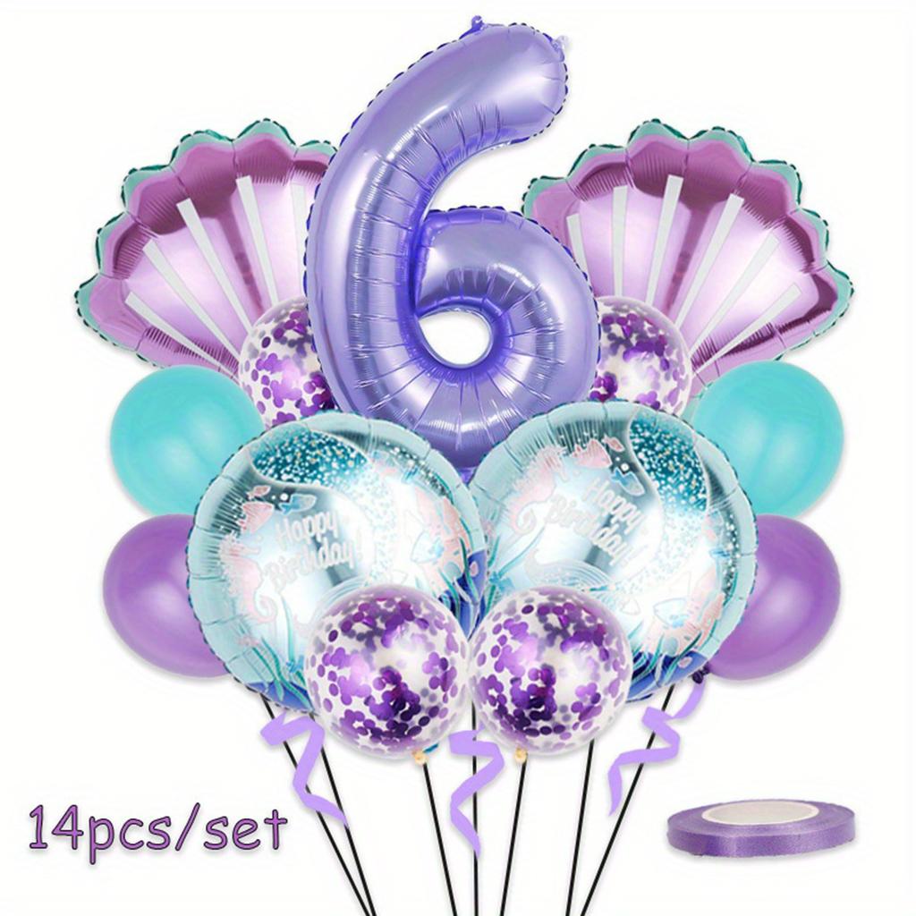 32inch Purple Number Shell Foil Balloon Girls Happy Birthday Balloons Set 1st 2nd 3rd 4th Birthday Balloon Set