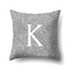 Полиэстеровая наволочка Домашнее украшение Серая наволочка с дном Чехол для подушки с 26 английскими буквами