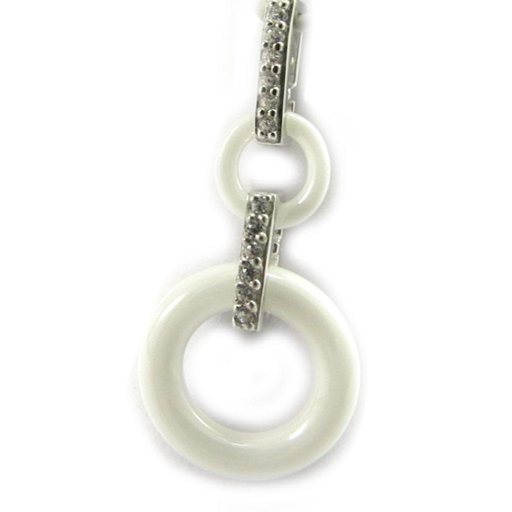 Les Trésors De Lily [L5747] - Серебряный кулон "Сисси" белый (керамика) родиевое покрытие - 26х12 мм