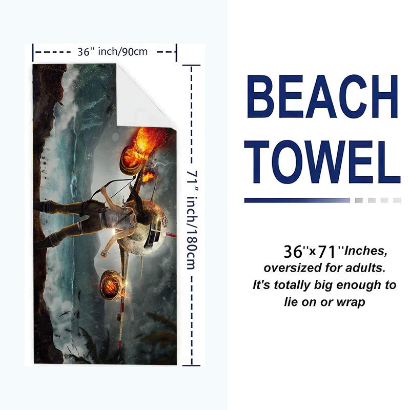 Tomb Raider Print Beach Towel, Large Soft Quick Dry Towel for Beach Camping Swimming