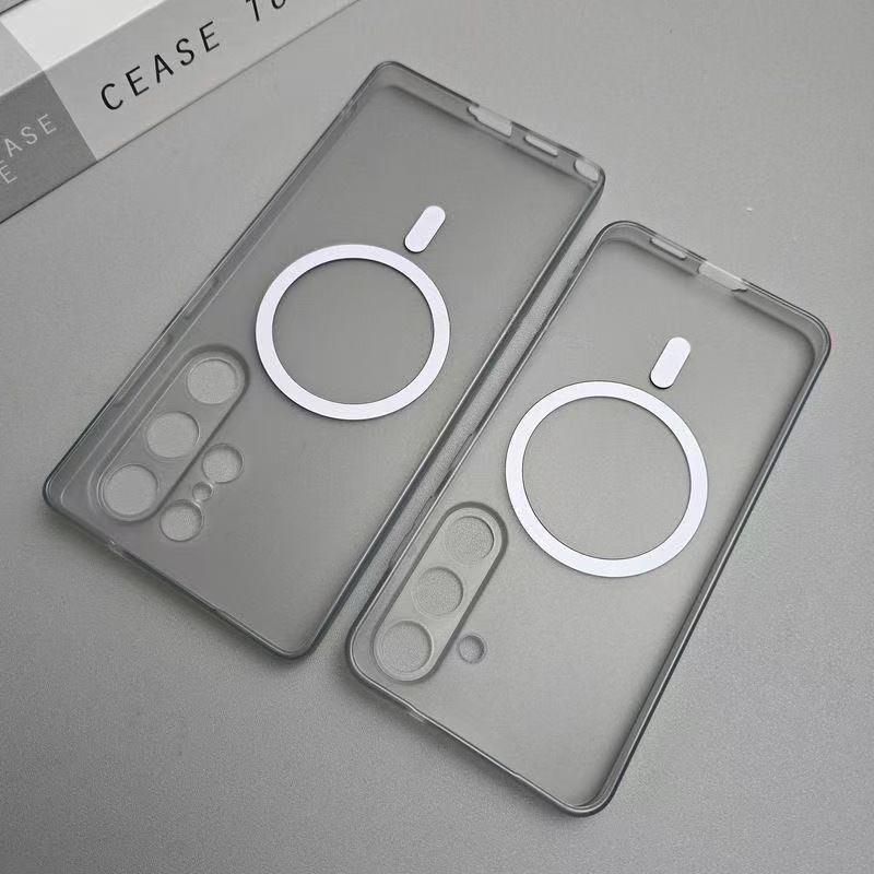 Для Magsafe Матовое Мягкое ТПУ Чехол для Samsung Galaxy S24 S25 S26 Ultra S23 Plus Магнитная Беспроводная Зарядка Тонкий Тонкий Чехол