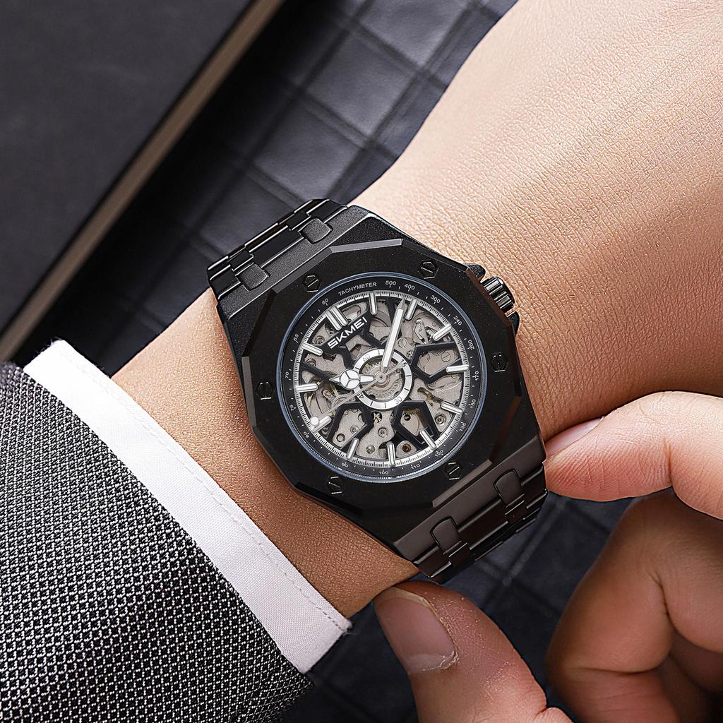 Mechanical Sport Design Bezel Fashion Watch Mens Watches New Montre Homme Clock Men Automatic Skeleton