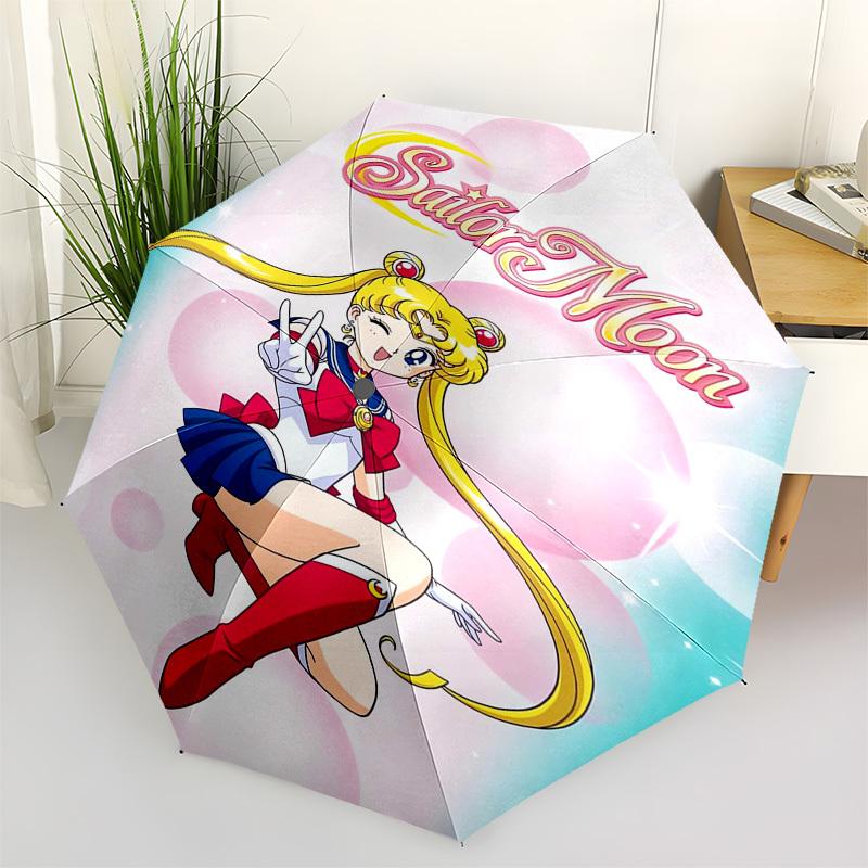 Sailor Moon, anime Themed Automatic Opening and Closing Umbrella, Compact Travel Umbrella, Lightweight and Portable, Suitable for Beach Comm