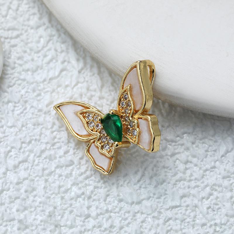 Подвеска-бабочка из позолоченной меди с цирконием для самостоятельного изготовления украшений