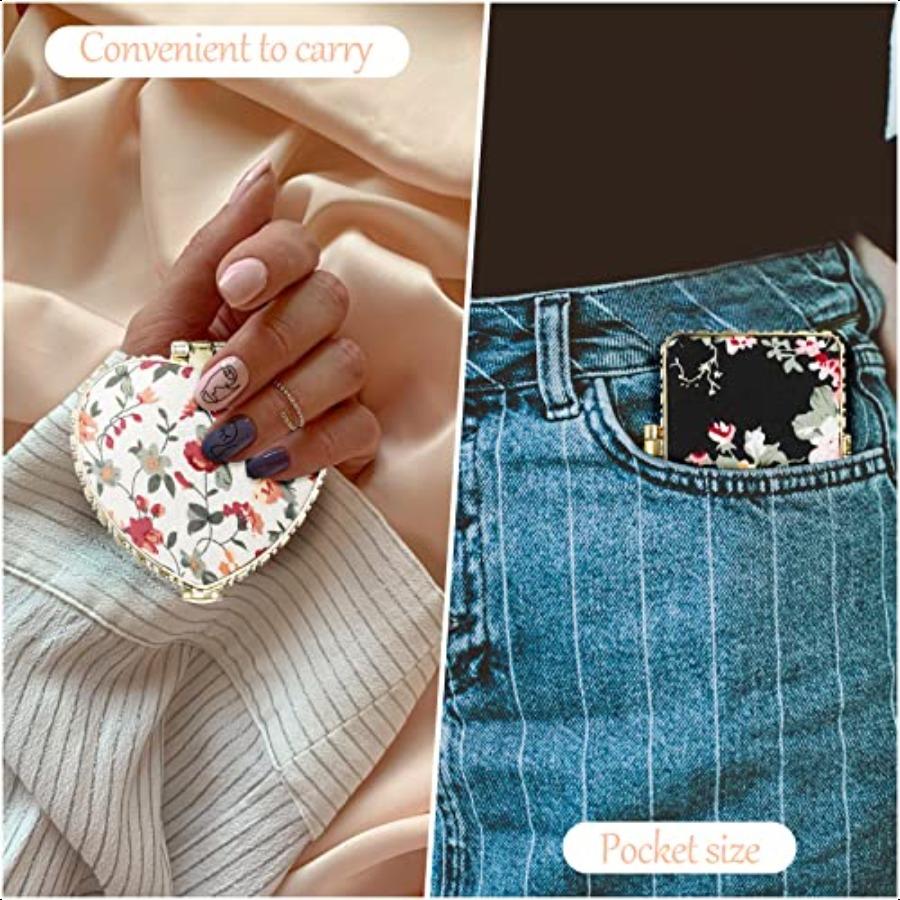 48 штук Компактное зеркало для сумочки Маленькое зеркало карманное с цветком Портативное Цветочное Ретро Складное Сувениры для чаепития Макияж Путешествия для