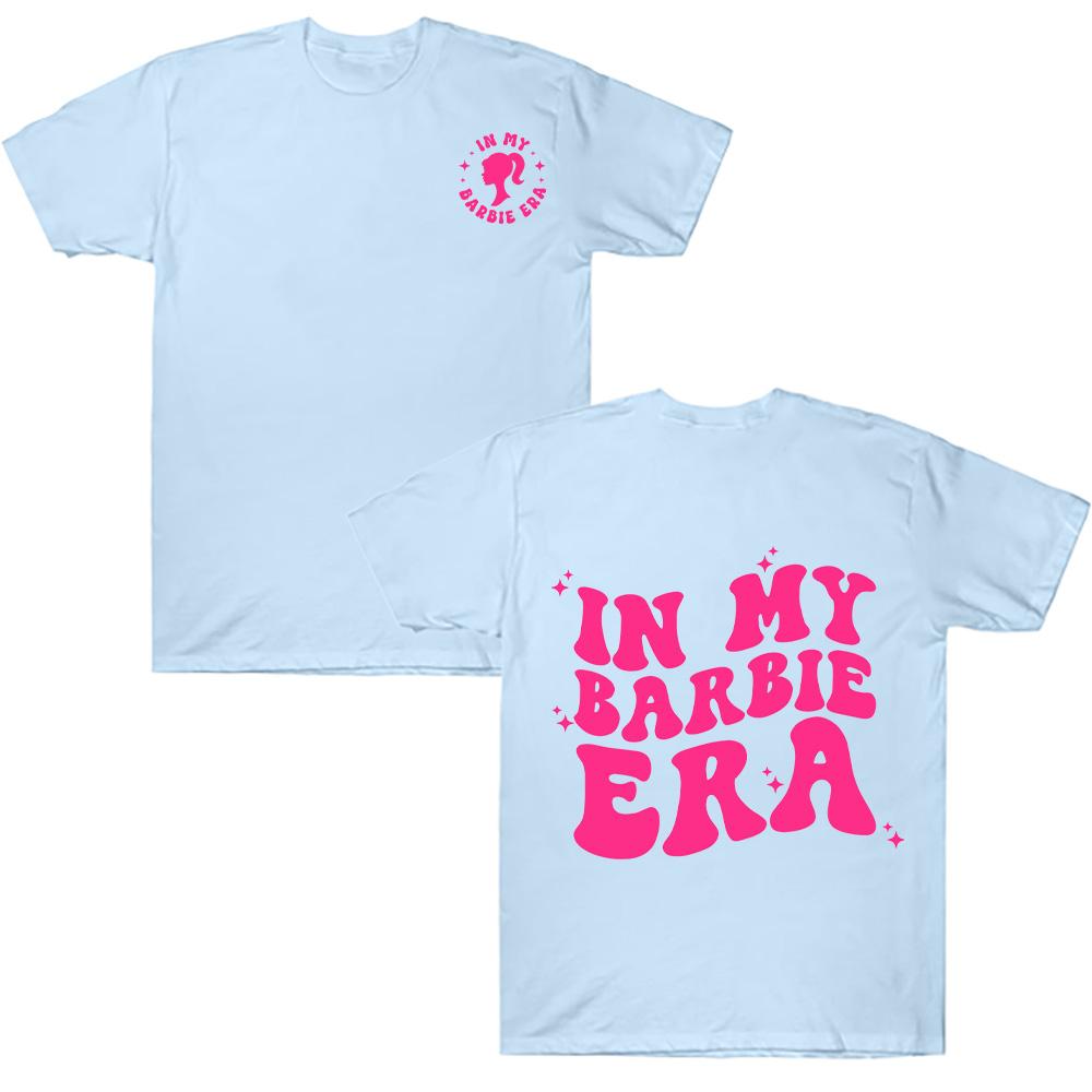 Хлопковые футболки Барби с принтом 'Моя эра Барби', милые летние топы с коротким рукавом для девочек, модный женский подарок