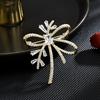 Simple Bow Ribbon Brooch Anti-Light Small Fragrance Inlaid Zircon Corsage Clothing Coat High-End Accessories