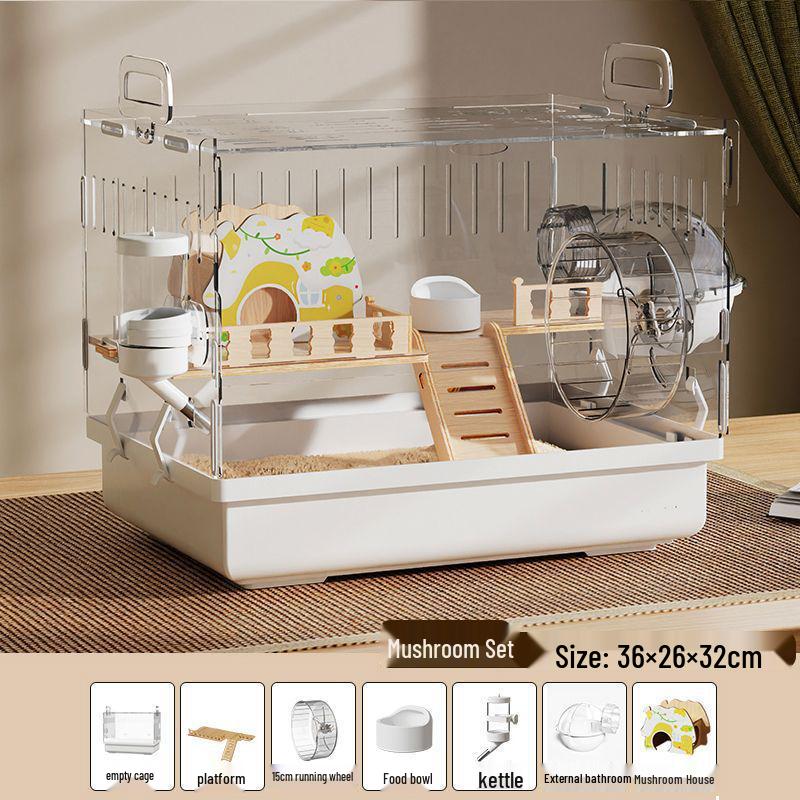 Роскошная акриловая клетка для хомяка: Большая, прозрачная, вилла с защитой от укусов для золотистых хомяков