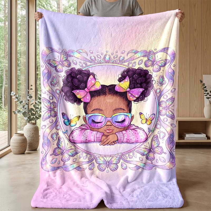 Butterfly Dance Fantasy blanket Personalized Name Flannel Blanket Soft Cozy Plush Throw for Sofa Bed Lightweight Home Decor