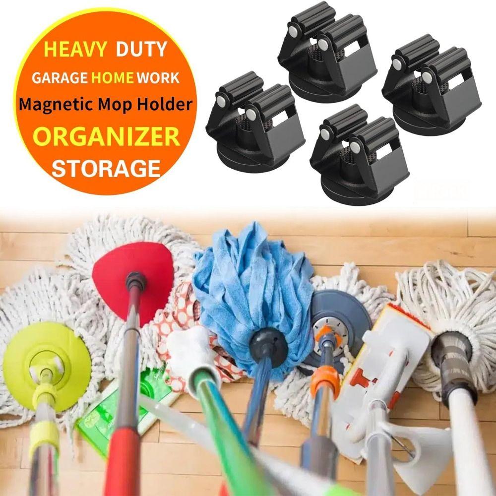 Magnetic Wall Mount Organizer Wall Mount Broom Hanger Rack Utility Storage Rack Laundry Room