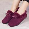 Women Winter Casual Shoes Moccasins Soft Flat Non-slip Loafers Fashion Comfort Warm Plush Bow Slip On Female Cotton Shoes