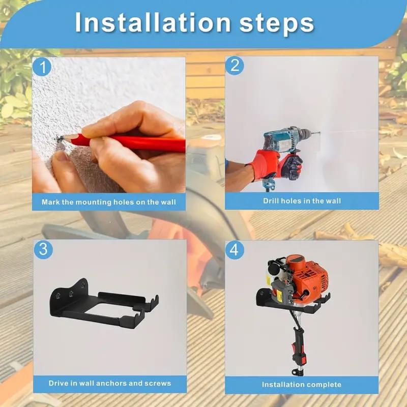 Heavy Duty Chainsaw Wall Mount Metal Holder - Steel Electric Tool Hook Bracket for Garden Chainsaw Storage Rack