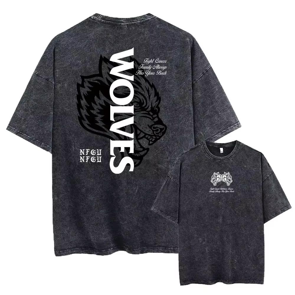 2026 Hot Sale Darc Wolves Sport Vintage Washed TShirts Gym Bodybuilding Unisex Clothing Summer Fitness TEE Workout Sport T-shirts Short Sleeve Tee Top