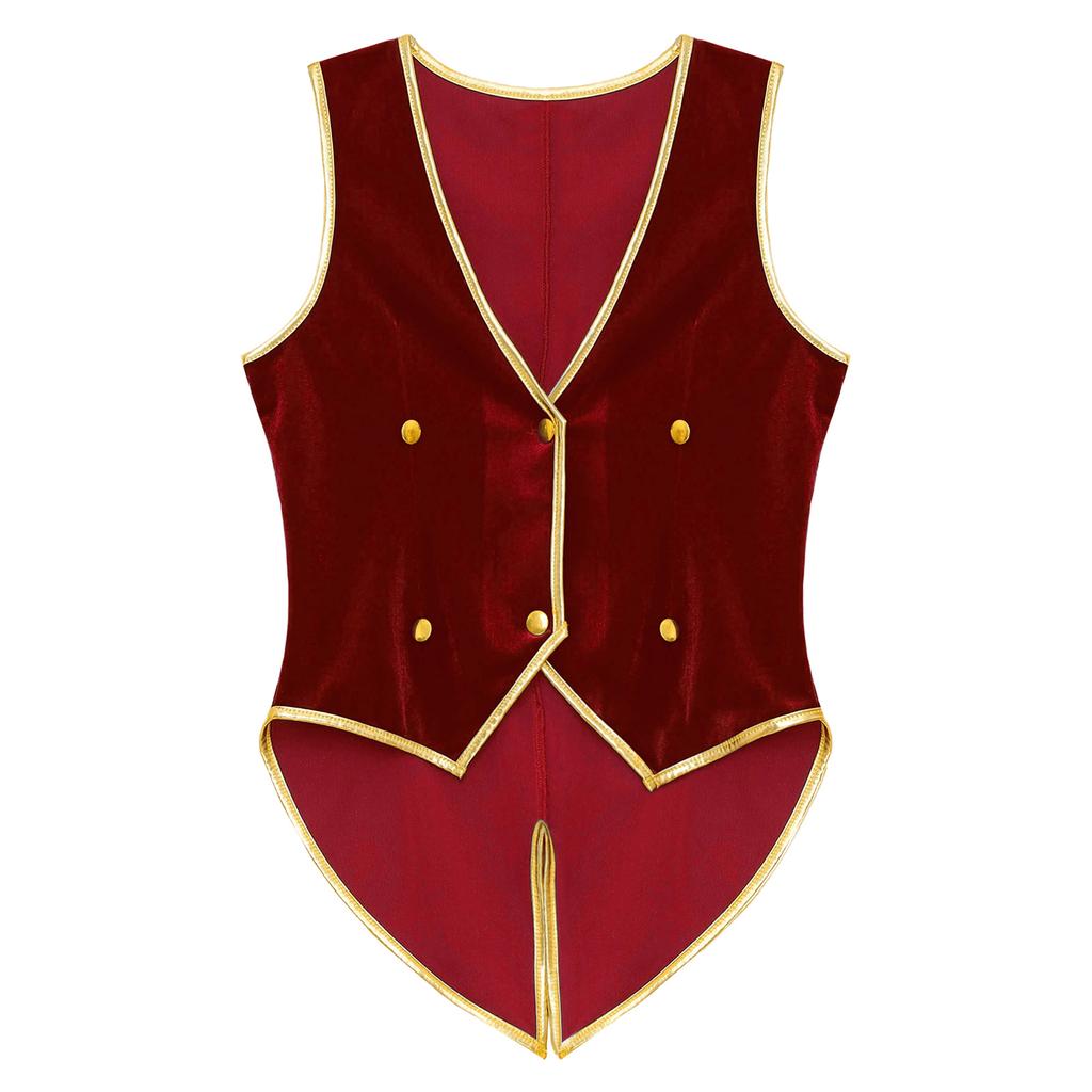Boy Vintage Medieval Costume Velvet Tailcoat Victorian Vest Steampunk Jacket for Halloween Party Dress Up