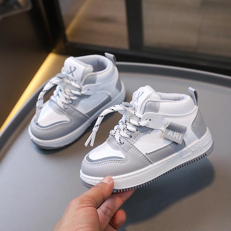 Детские кроссовки, новые однотонные подошвы для девочек, высокие туфли, детская повседневная обувь на липучке, баскетбольная обувь для мальчиков