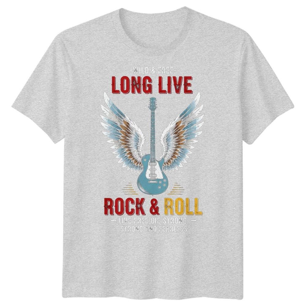 Wild Free Long Live Rock Roll Guitar Wings Unisexs Rock Music Tshirt