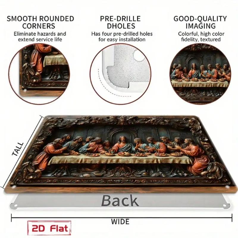 Vintage Tin Sign Last Supper Metal Wall Art Rustic Decor