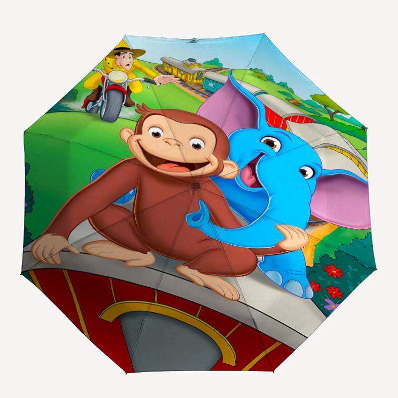 1pc Curious George (8) Umbrella, Sun Protection, And UV Shielding. It Has Eight Sturdy Ribs for Outdoor Use And Perfect Gift