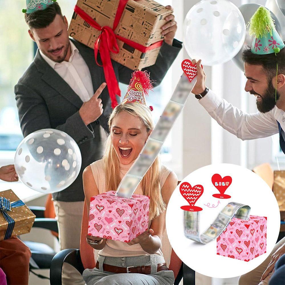 Сюрприз на День святого Валентина Коробка для денег Бумажная коробка для денег-сюрприз Забавные подарочные коробки для денег Свадьба