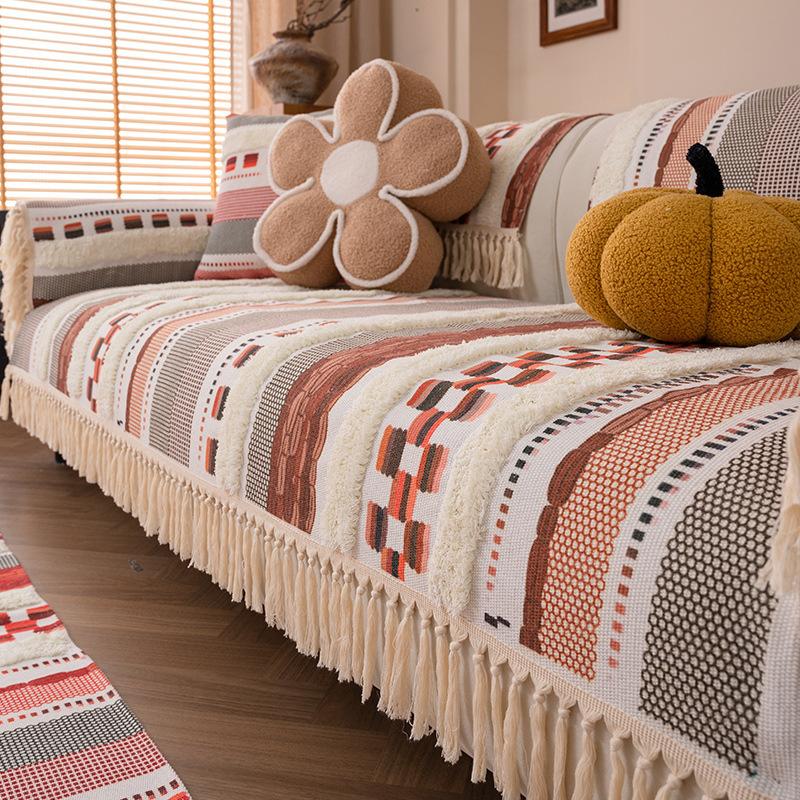 Универсальный чехол на диван из толстого льна «Четыре сезона», устойчивый к царапинам от кошек, протектор для дивана для мебели Airbnb