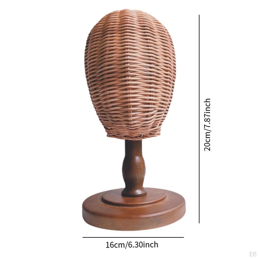 Hat Rack Display Stand, Rattan Mannequin Head Wig Stand Holder, Holder Storage