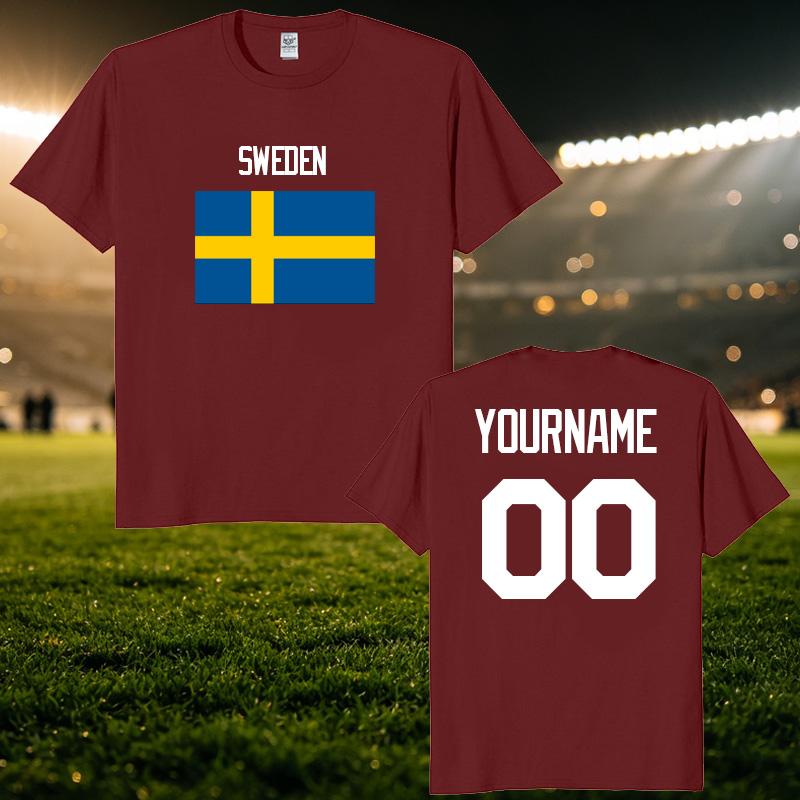 Sweden National Football Custom Name Number T Shirt Unisex Personalized Diy 2026 Football Tour Match Day Fan Streetwear Tee