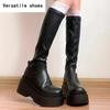 Сапоги на платформе и каблуке до колена, женская мода, женские длинные сапоги в стиле рыцаря, осенне-зимняя женская обувь