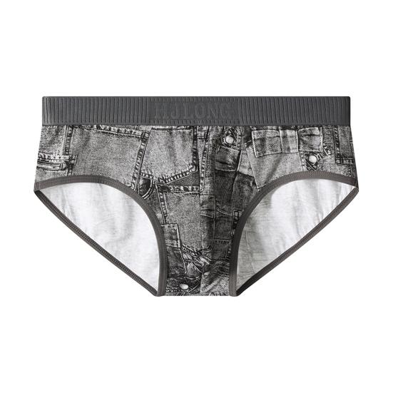 Мужские трусы с отдельными карманами, имитация джинсов, принт, удобная посадка, высокая эластичность, повседневная одежда