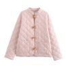 Womens Striped Quilted Cotton Puffer Jacket Winter Streetwear Loose Fit