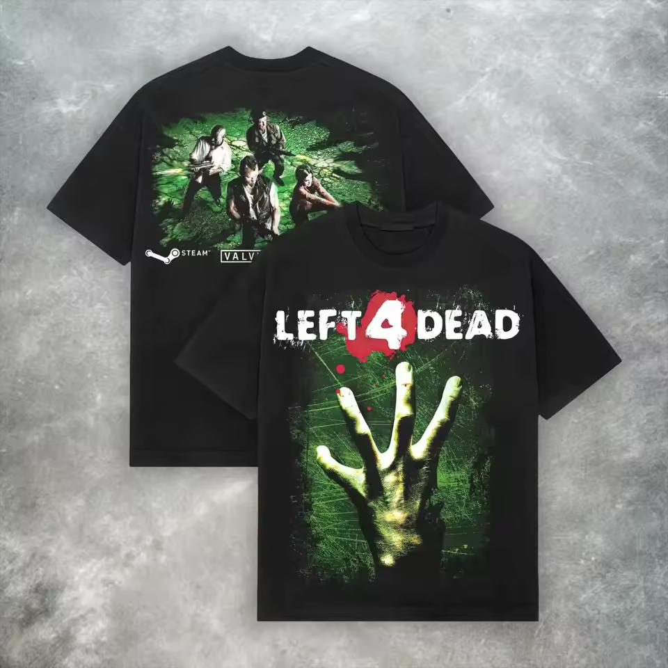 2 Left 4 Dead Valve Tee Retro Y2K Zombie Shooter Video Game T-Shirt Summer Uniex Loose Oversized Retro Summer Casual Hot Sale