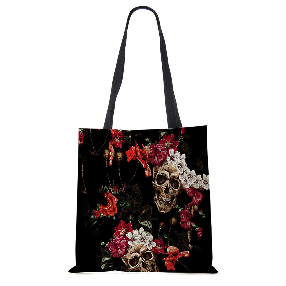 Сумка-тоут с цветочным принтом черепа ко Дню мертвых, женские сумки, сумки через плечо для девушки с сахарным черепом на Хэллоуин, большая вместимость CLE