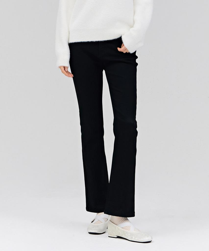 CHASECULT Women'S Bonded Black Hidden Elastic Bootcut Denim Pants - Black