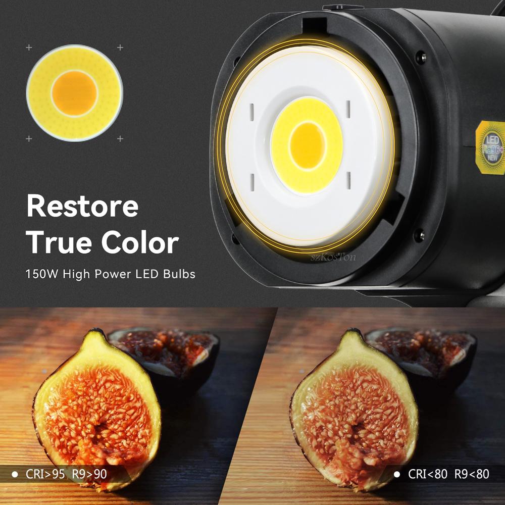Светодиодная видеолампа 2.4G Control 100W Bi-Color COB Photography Постоянное выходное освещение Dimming 3200K-6500K Bowens Mount
