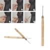 Wood Handle Crochet Needle Wig Hair Pulling Knitting Extension Threader Tool