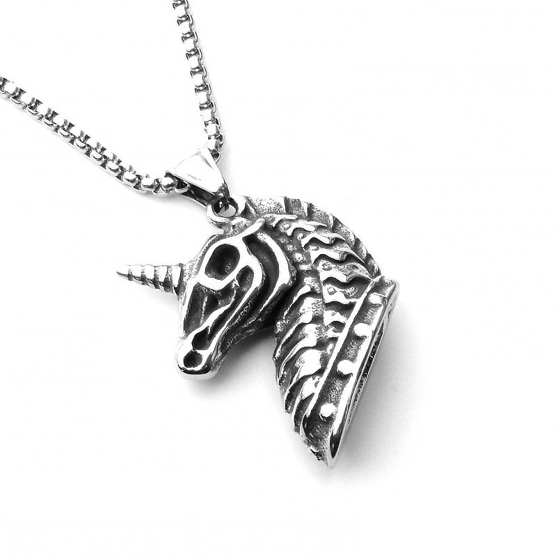 Fashion Titanium Steel Double Snake Pendant Trendy Male Personality Double Snake Wrap Necklace Men
