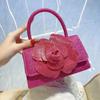 Women's 2025 Trendy Rhinestone Rose Chain Handbag: Shiny Square Crossbody Bag