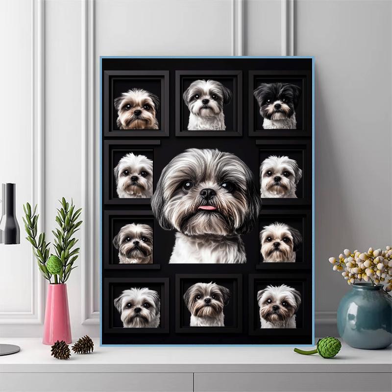 White Dogs 100% Round Full Drill 5D DIY Diamond Painting Embroidery Cross Stitch Rhinestone Décor