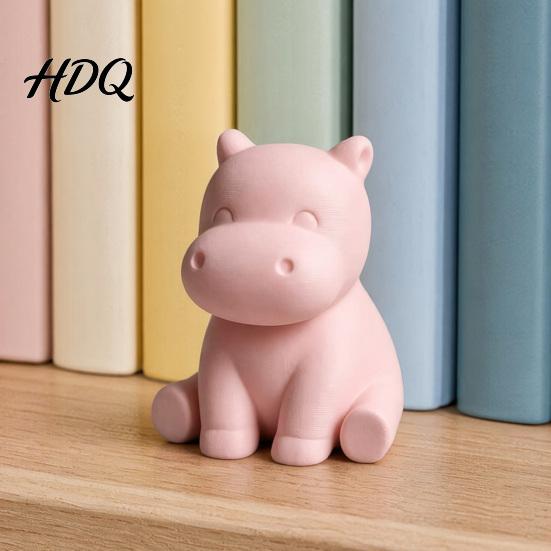Милый Хиппопотам Украшение 3D Печатные Фигурки на Приборную Панель Автомобиля Минималистичный Розовый Настольный с Маленькой Статуэткой Нескользящая Утяжеленная Основа Декор Салона Кавай