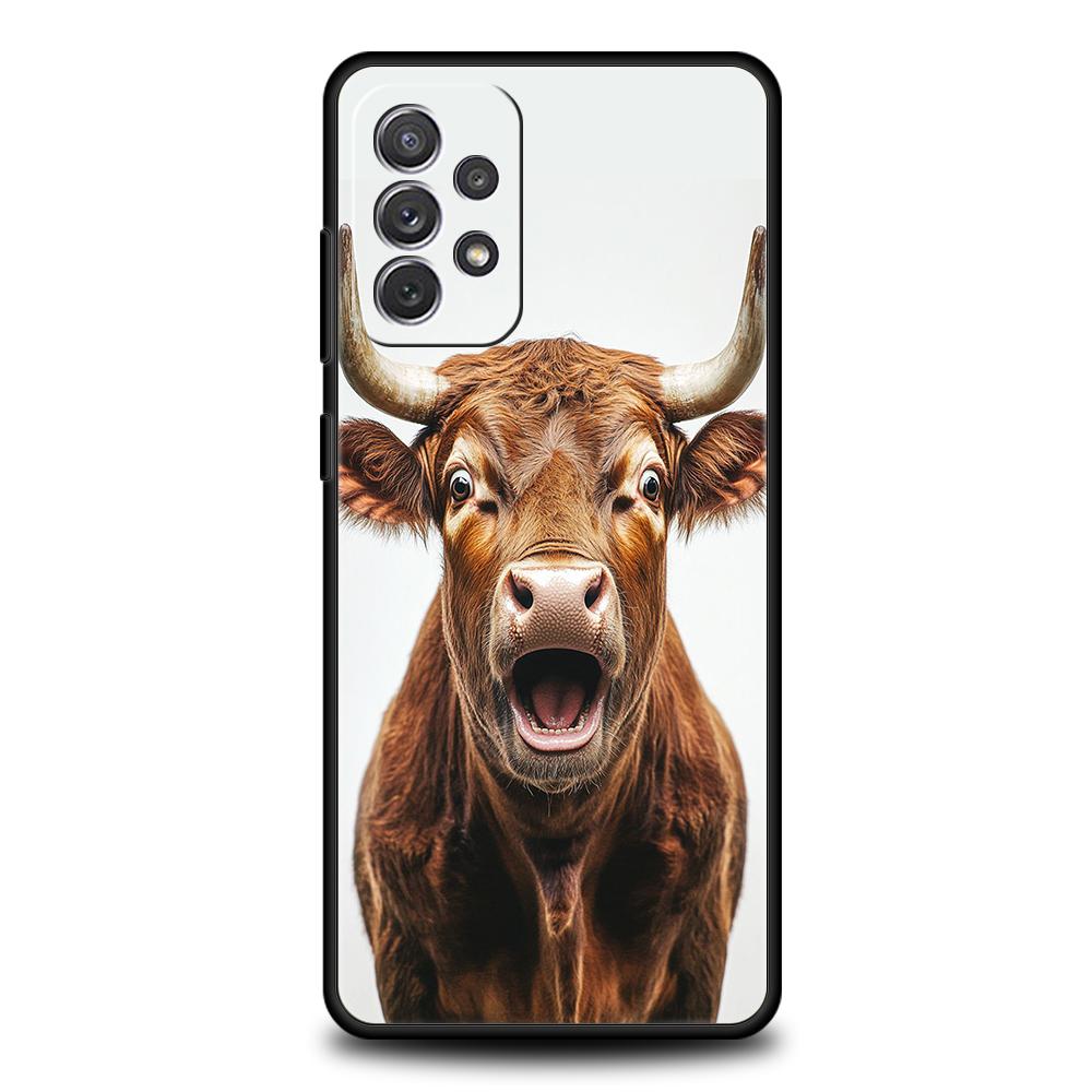 Чехол для телефона Samsung Galaxy A15 A13 A35 A55 A51 A71 A41 A31 A21S A03S A05 A17 A23 A25 A33 A53 A73 5G A07 4G Обложка Животное Бык