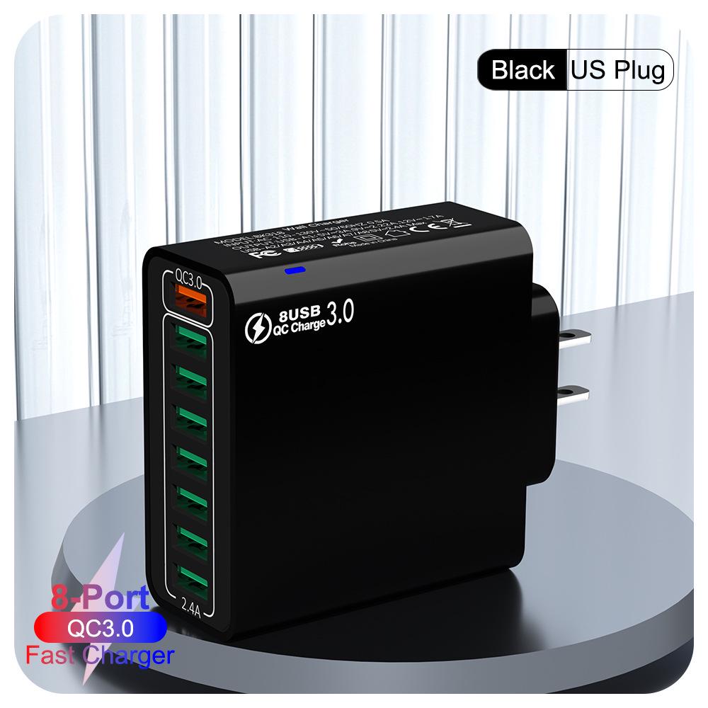 QC3.0 8-Port 30W Multi-USB High-Power Fast Charger (US/EU/Korean Specs)