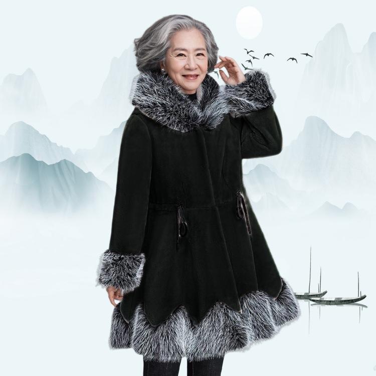 European and American winter new imitation mink fur coat hooded medium and long mother clothing medium and old coat large size women's clothing