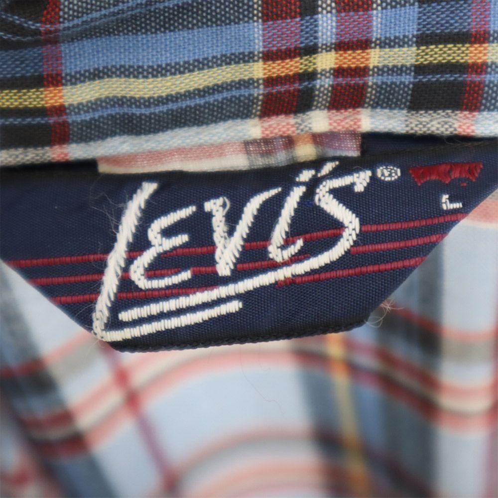 Levi's Винтажная рубашка 70-х годов в клетку с длинным рукавом L синяя мужская б/у