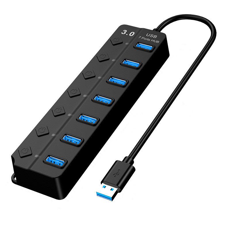 4/7-Port USB 3.0 Hub with LED Indicator Independent Switch Control for Laptop Flash Drive Hard Disk Printer Camera Keyboard