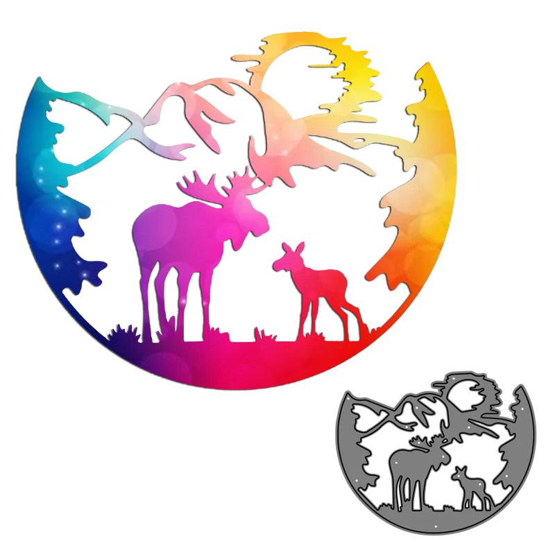 Олень отец и сын полукруг художественный узор металлические трафареты ремесло тиснение штампы для скрапбукинга для изготовления карт декор