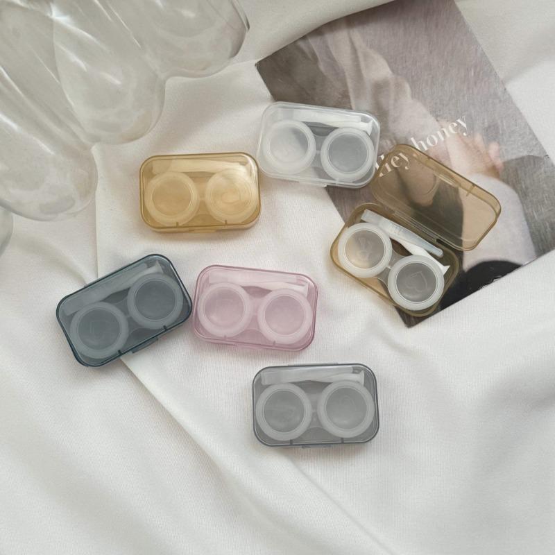 Plastic Contact Lenses Case with Tweezers New Transparent Contact Lens Box Women Travel Colored Contacts Storage Container Box